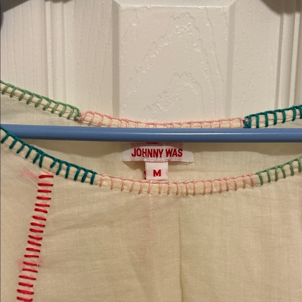 Johnny Was Cream Blouse with Colorful Embroidery - Picture 2 of 4